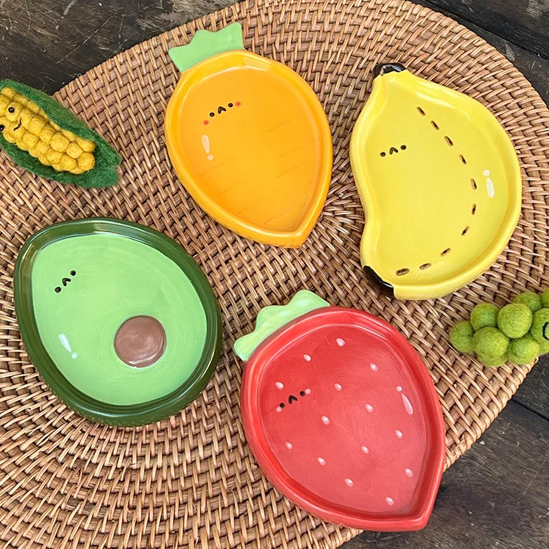 4-inch Creative Cute Ceramic Plate,Snack Candy Snack Plate,Household Fruit Shaped Small Plates, Children's Cartoon Sauce Dishes
