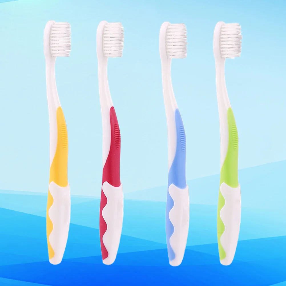 4Pcs Bristle Toothbrushes Kids Toothbrushes Anti-Slip Handle Toothbrushes Baby Training (Green, Blue, Yellow, Red)