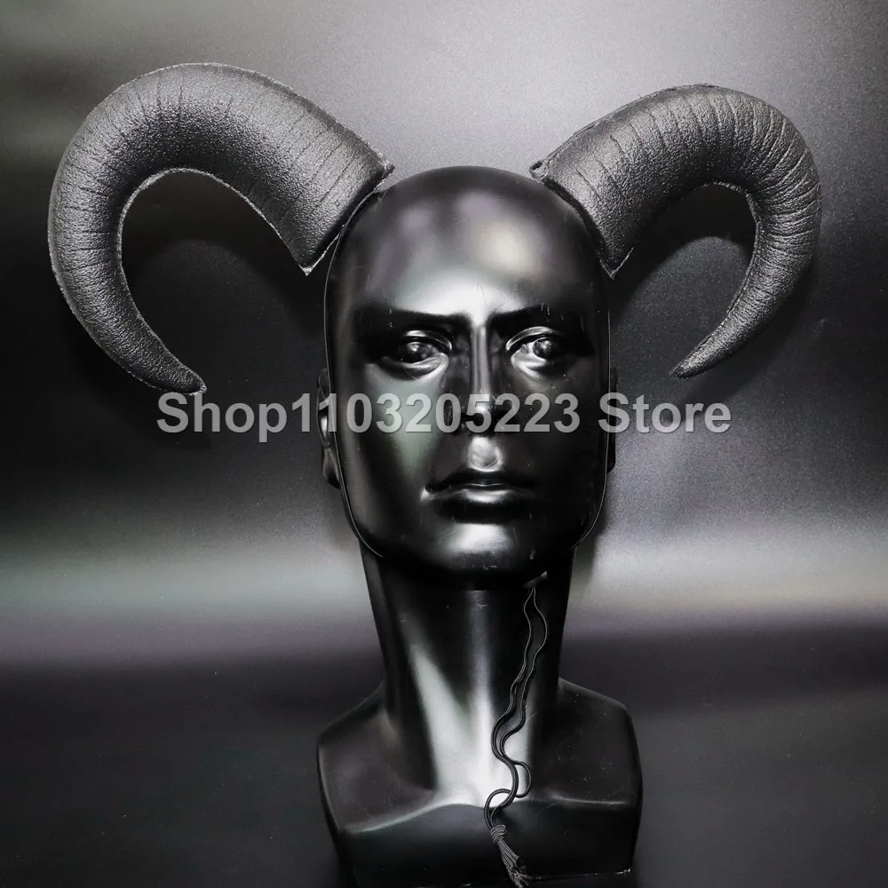 Halloween Gothic Black Horn Headpiece, Viking Warrior Dress up Prop Ram Horn Headband, Magic Horn Headpiece for Children