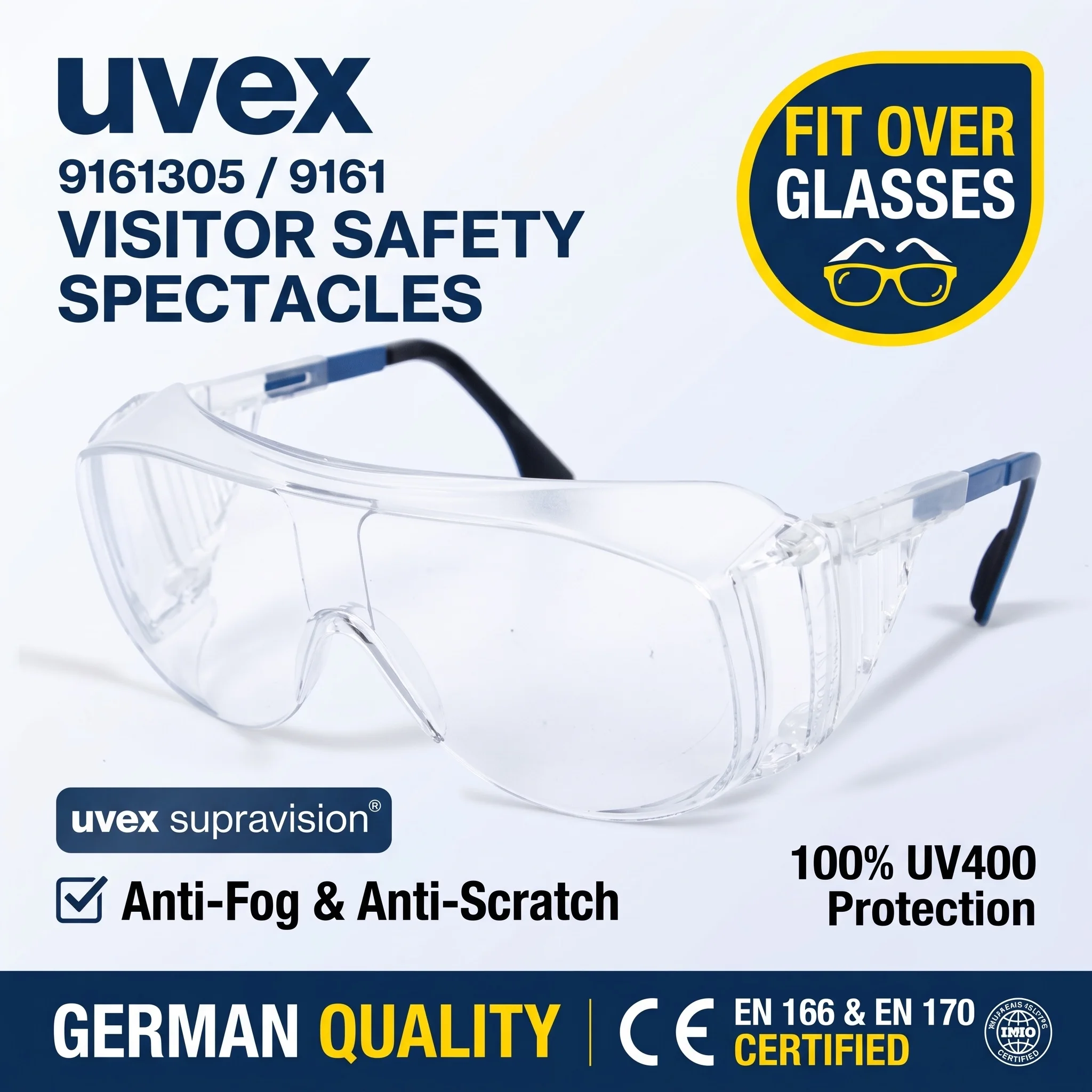 UVEX Anti Fog Safety Glasses Over Glasses Visitor Protective Eyewear Impact Resistant Work Safety Goggles Lentes de Seguridad