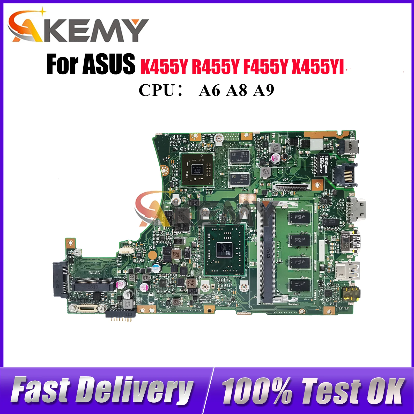 

X455YI Laptop Motherboard For ASUS VivoBook F455Y X455YI R455Y K455Y A455Y R454Y X455Y Mainboard With A6 A8 A9 CPU tests OK stk