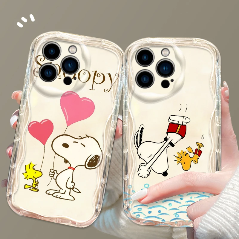 Trendy Iively Snoopy For Apple iPhone 15 14 13 12 11 XS XR X Pro Max Plus Wave Oil Funda Cover Phone Case