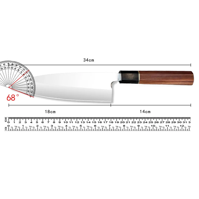 Deba Knife Single-edged Blade Germany 1.4116 Steel Wood Handle Chef Cleaver Sashimi Meat Slicing Sushi Vegetables Kitchen Knives