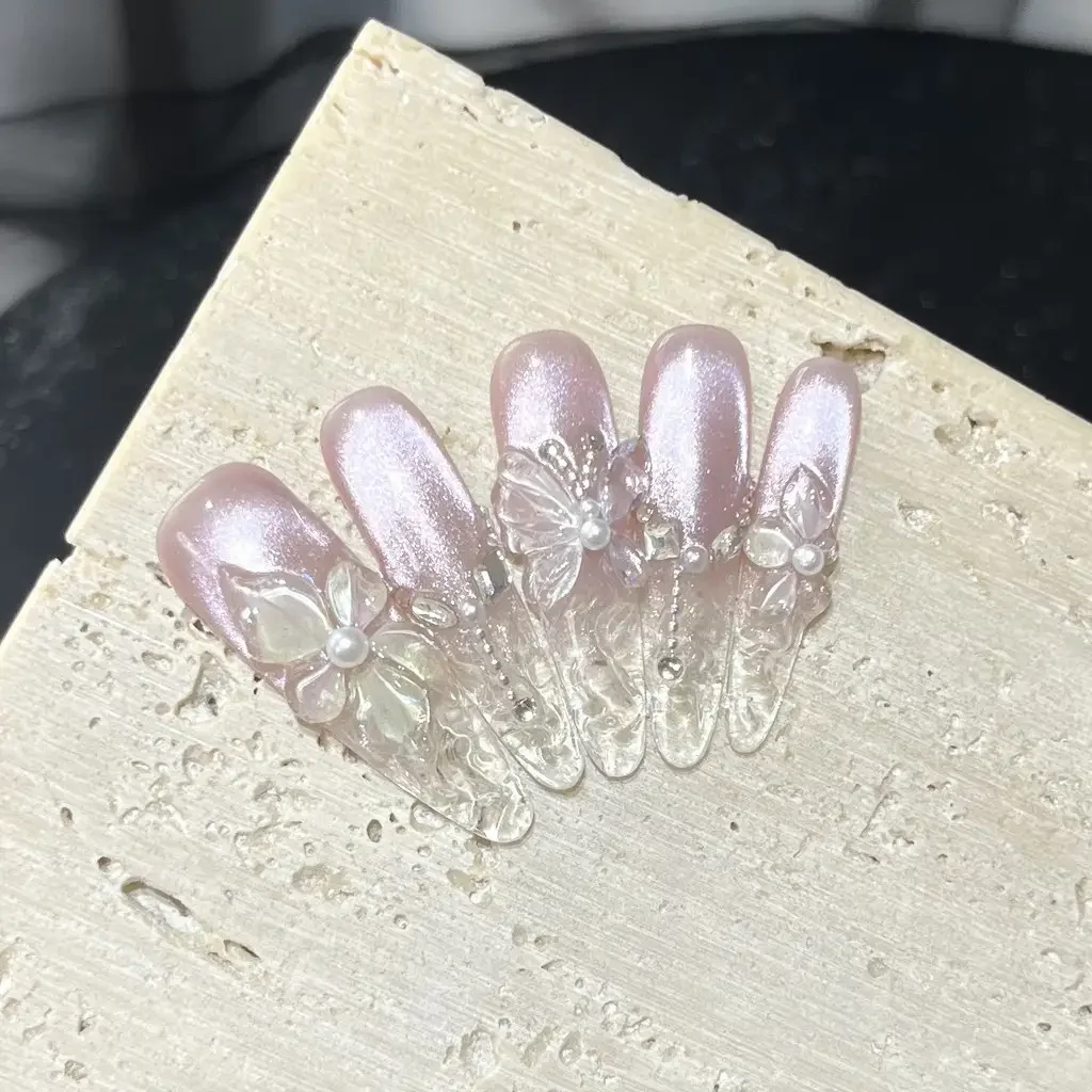 Spring 3D Bauhinia Flower Hand - Nail Art Cat Eye Pink 리뷰 및 가격