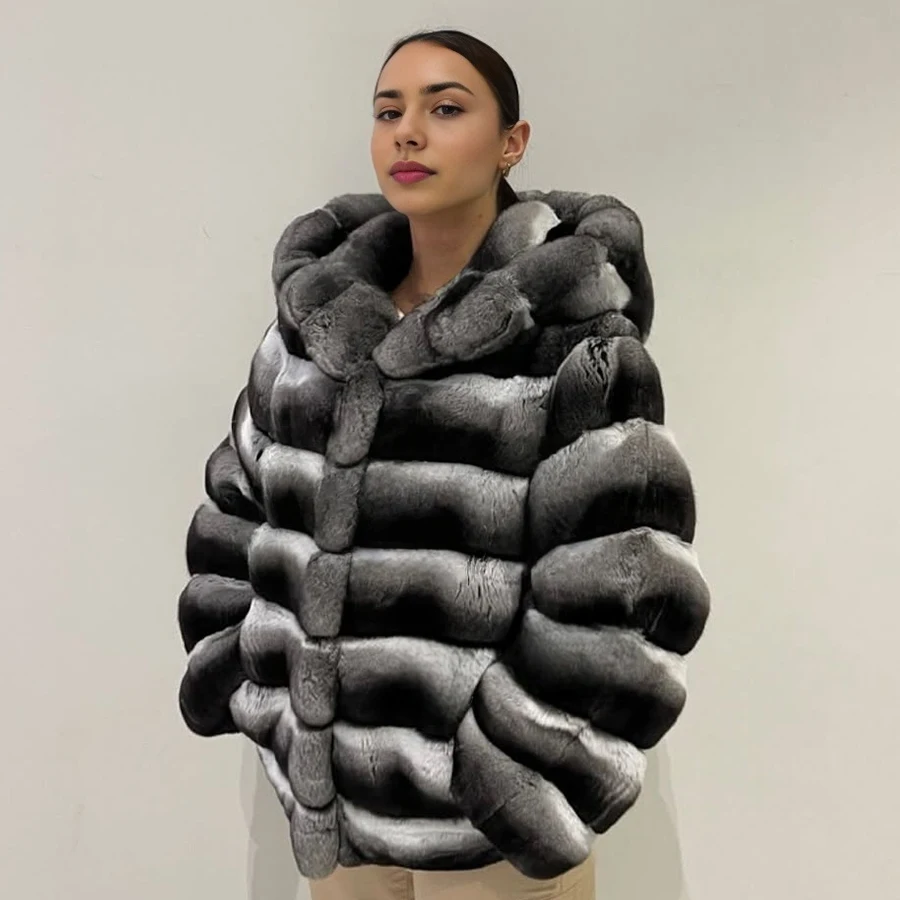 

Женская зимняя шуба из натурального меха кролика рекс, шуба с капюшоном, натуральная полная кожа, модные бестселлеры, цветные куртки из шиншиллы