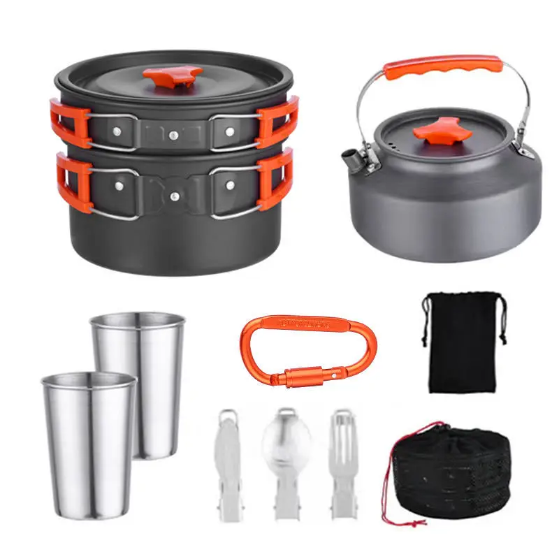 

2-3 person set pot outdoor camping cooker, folding teapot combination