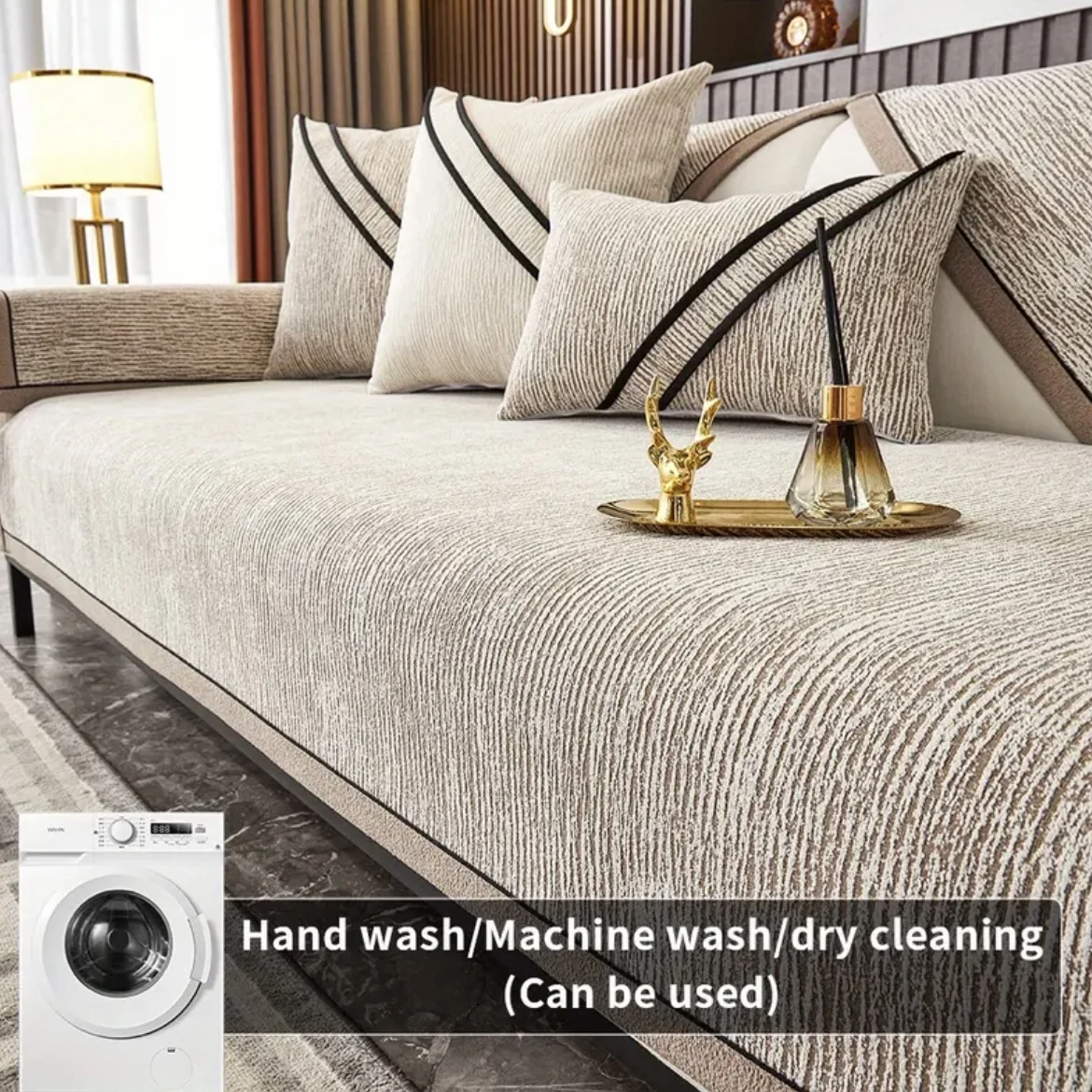 1pc Modern Chenille Sofa Cover Non-Slip Pet-Friendly Couch Protector for All Seasons Home Decor Chenille Fabric Cover