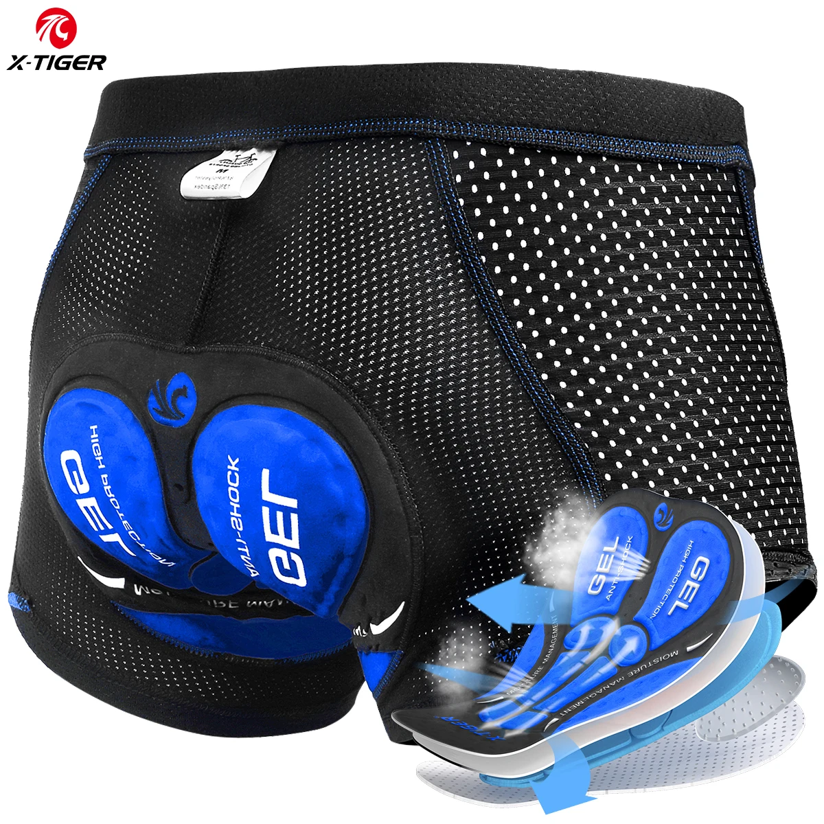 X-TIGER Fietsbroek Ademende Mesh Fietsondergoed 5d Gel Pad Schokbestendig Mtb Bike Shorts Heren Shorts