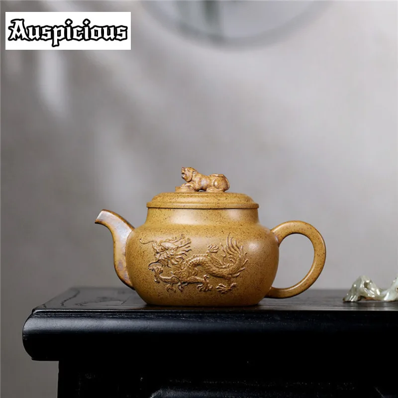 

350ml Antique Yixing Purple Clay Teapots Handmade Dragon Play Pot Raw Ore Section Mud Tea Maker Kettle Chinese Zisha Teaset Gift