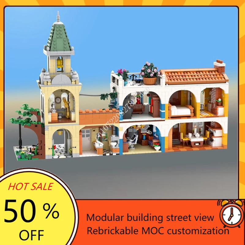 3884PCS Picturesque Italy Modular MOC Creative street view Model Building Blocks Architecture DIY Assembly Model Toys Kids Gifts