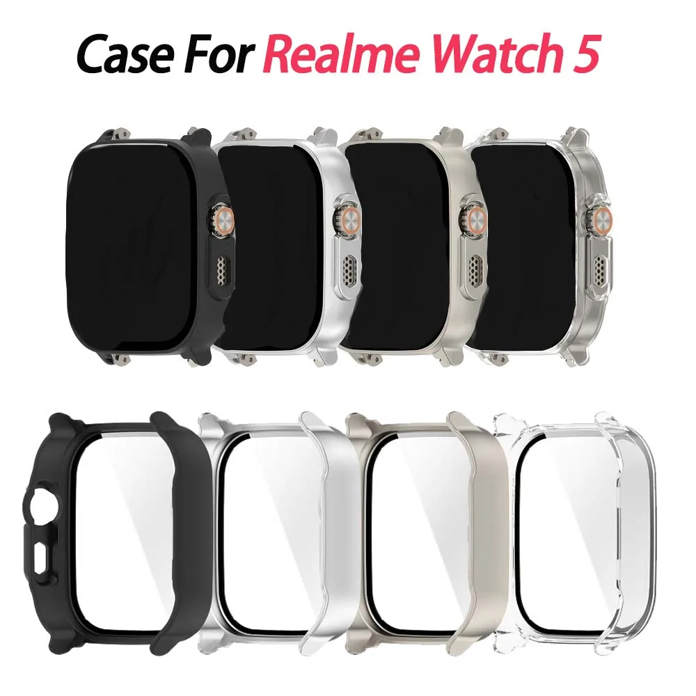 Hard PC+Tempered Glass Case For Realme Watch 5 Bumper Full Cover Protective Shell For Realme Watch 5 Screen Protector Accessory