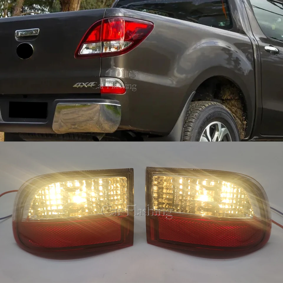 Red & Clear Rear Bumper Reflector Light Set For Mazda BT-50 UP/UR 2011-2020 – Driver & Passenger Side
