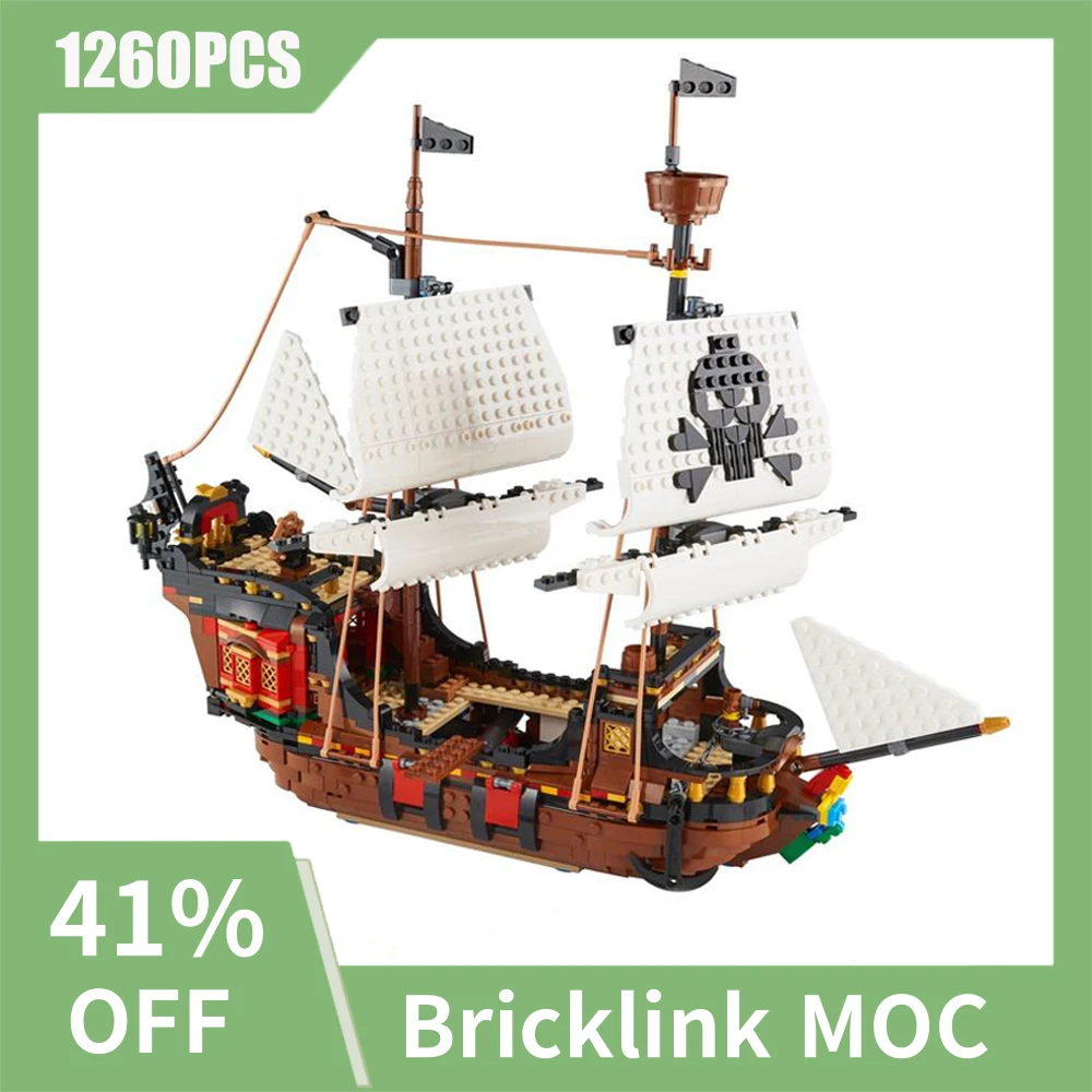 

1260PCS European Medieval Pirates Battleship model DIY creative ideas Imperial Flagship child Toy Gift building blocks MOC-31109