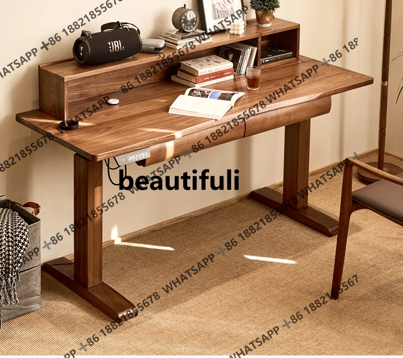

Solid wood electric lifting desk adjustable home smart computer workbench