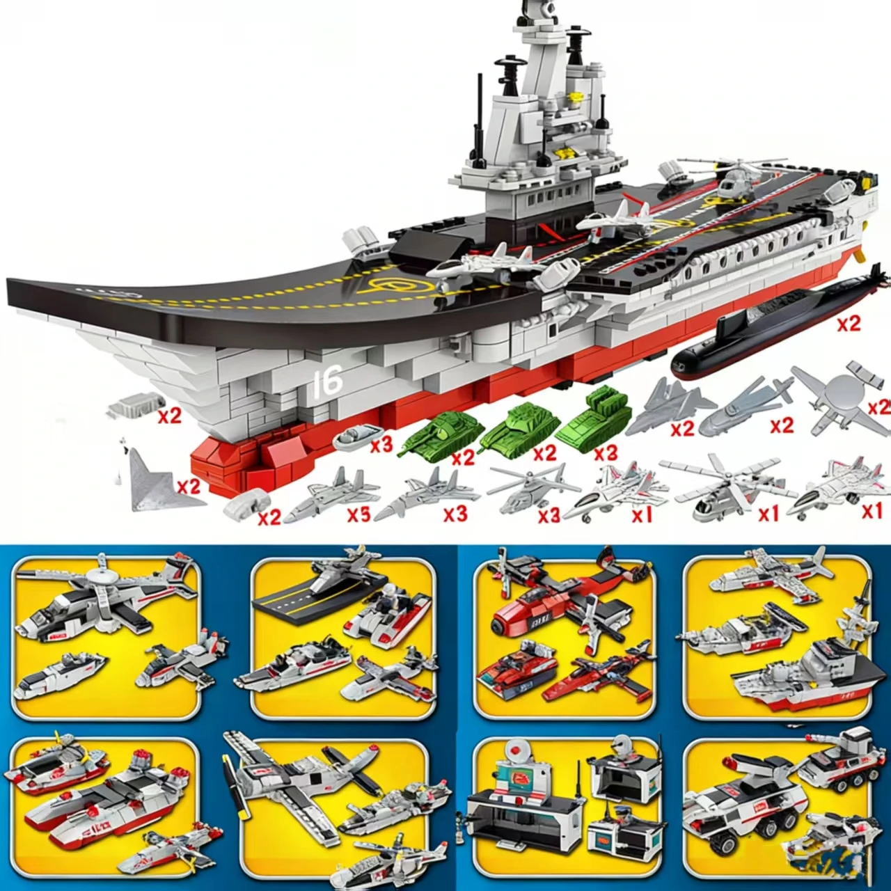 

New City Large Aircraft Carrier Brick Assemblybuilding Blocks Compatible Model Ornament Assembly Toy Gift for Kids