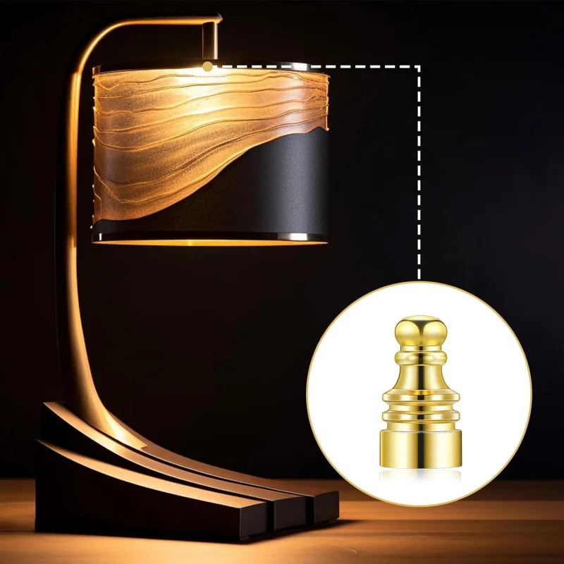 4 Pcs Solid Lamp Finials Shade, Gold Finial Holder Decorative 1 Inch Screw