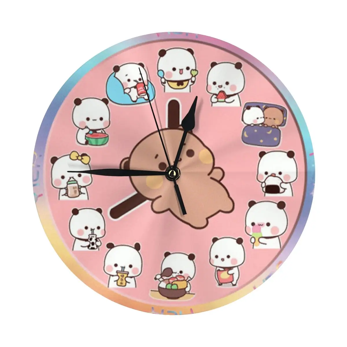 Cute Dudu Think About Bubu All Day Wall Clock Room Decoration Clock Must-have Ornament Round