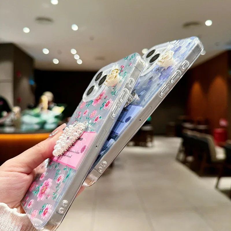 ثلاثية الأبعاد أزهار لطيفة الحب القلب ريشة الغزل سيليكون جراب هاتف آيفون 15 14 13 12 11 برو ماكس X XR XS 7 8 زائد واضح الوفير غطاء #6