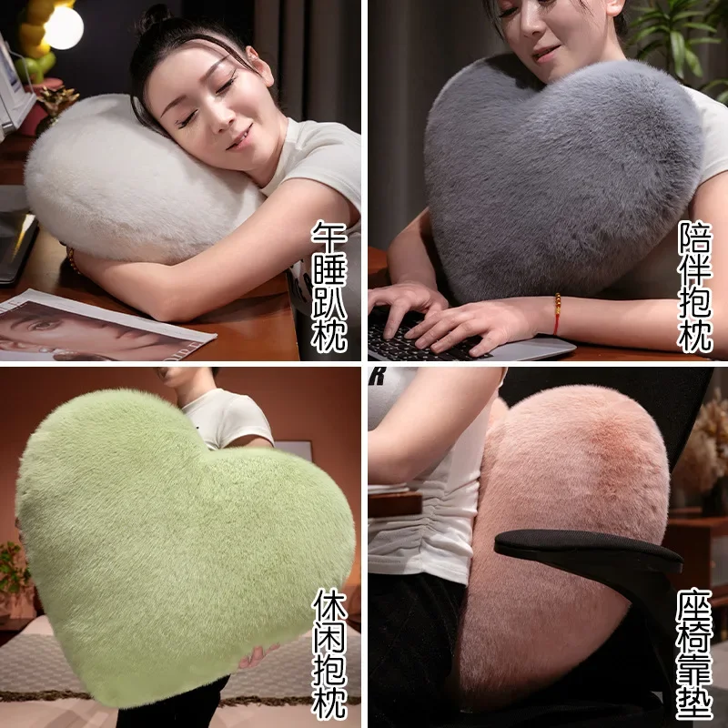 الشمال نمط فروي بلون وسادة على شكل قلب وردي أبيض أسود أريكة سرير وسادة الظهر لينة رمي وسادة السرير وسادة #4