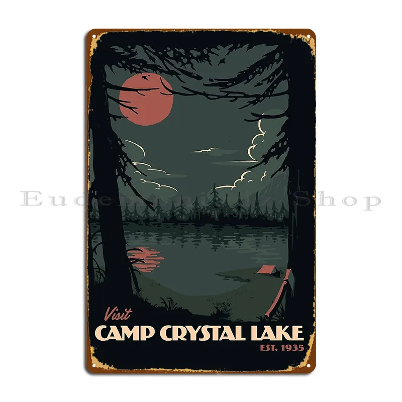 Visit Camp Crystal Lake Travel Poster Metal Signs Pub Wall Cave Cave Club Design Tin Sign Poster