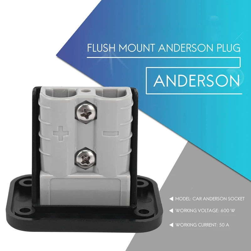 Montagem nivelada para montagem Anderson Plug, tampa do painel para caravana, campista, barco, caminhão, 50 Amp