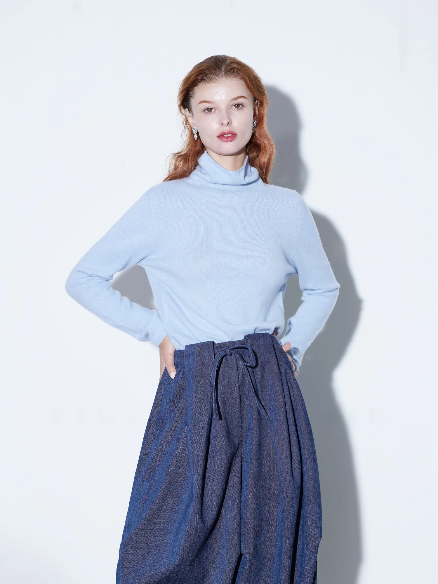 Finocci Women's Camere Long Sve Crew Ne Pullover Soft Cozy Base Layer Loose Fit High Ne Roll Sweater