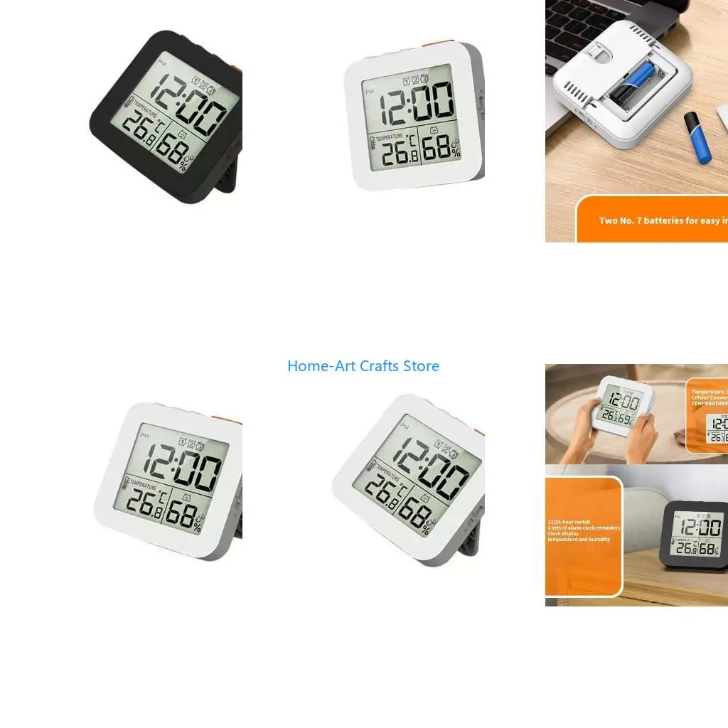 Y3NA Desktop Digital Alarm Clock with Hygrometer Backlight Screen Snoozes Feature