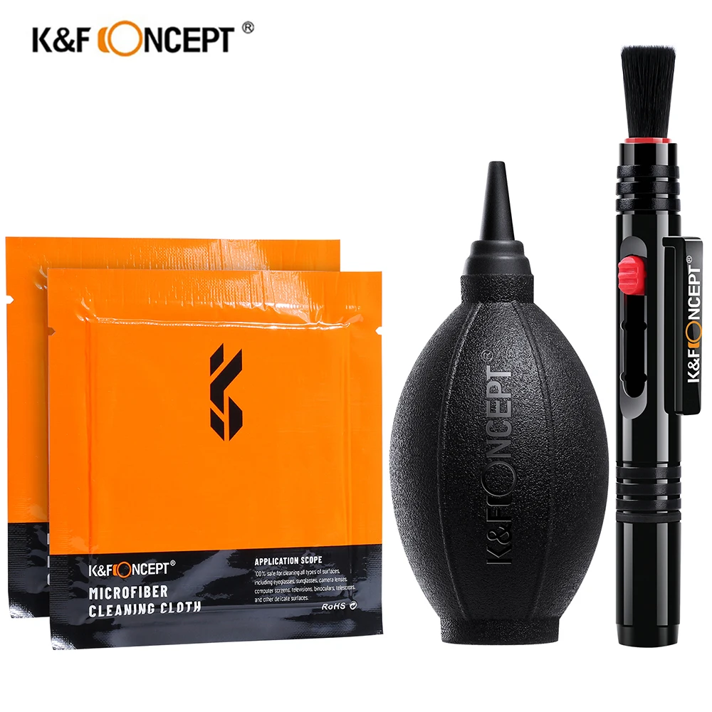 K&F CONCEPT Zestawy do czyszczenia aparatu Dmuchanie powietrza + pióro do czyszczenia obiektywu + 2 szt. Ściereczka do czyszczenia obiektywów aparatu i filtrów Ekran czujnika LCD
