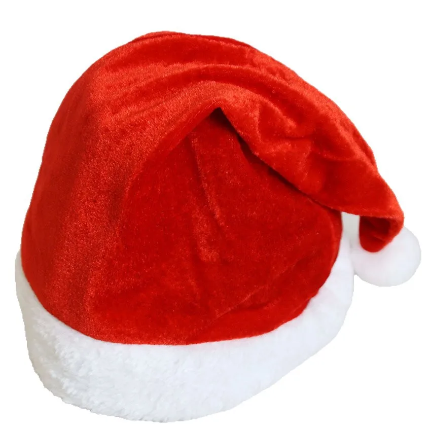 

Golden velvet edged Christmas hat for adults and children, wearing holiday attire for Christmas parties