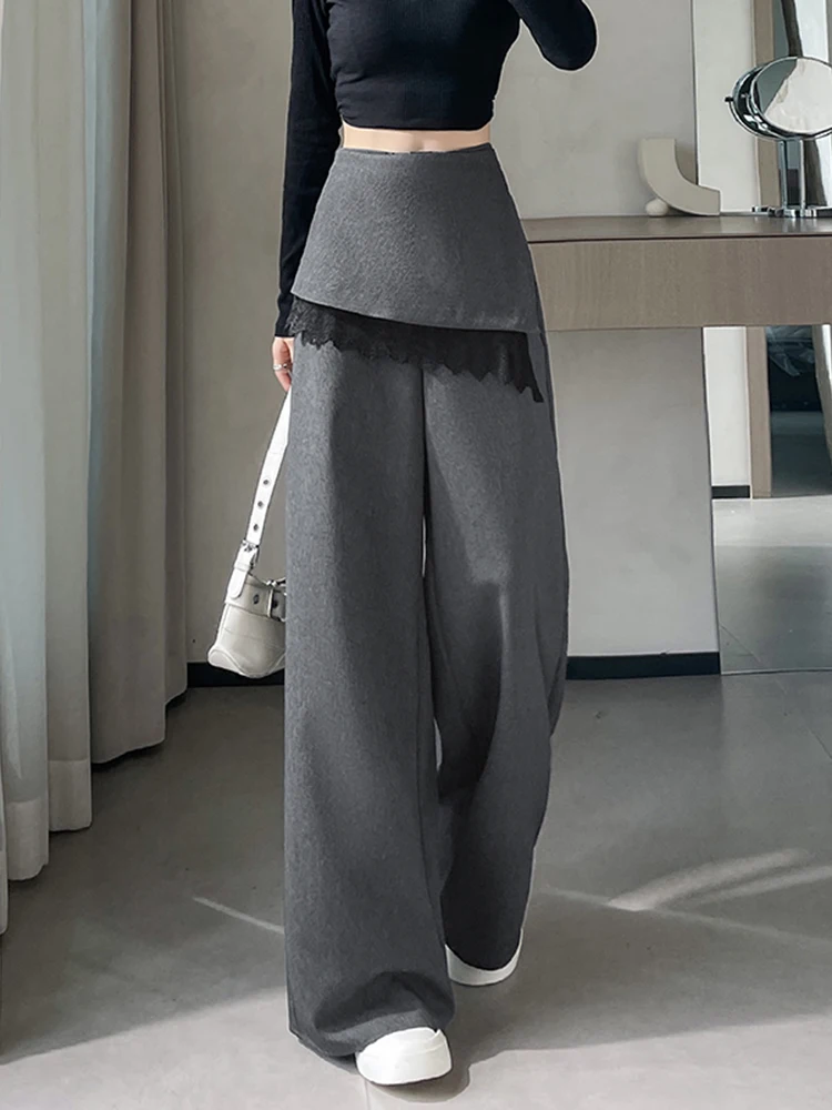 กางเกงขายาวทรงตรงเอวสูงสไตล์ลำลองสำหรับผู้หญิง ดีไซน์เลียนแบบชุดสูทสองชิ้น รุ่นใหม่ประจำฤดูใบไม้ร่วง 2026