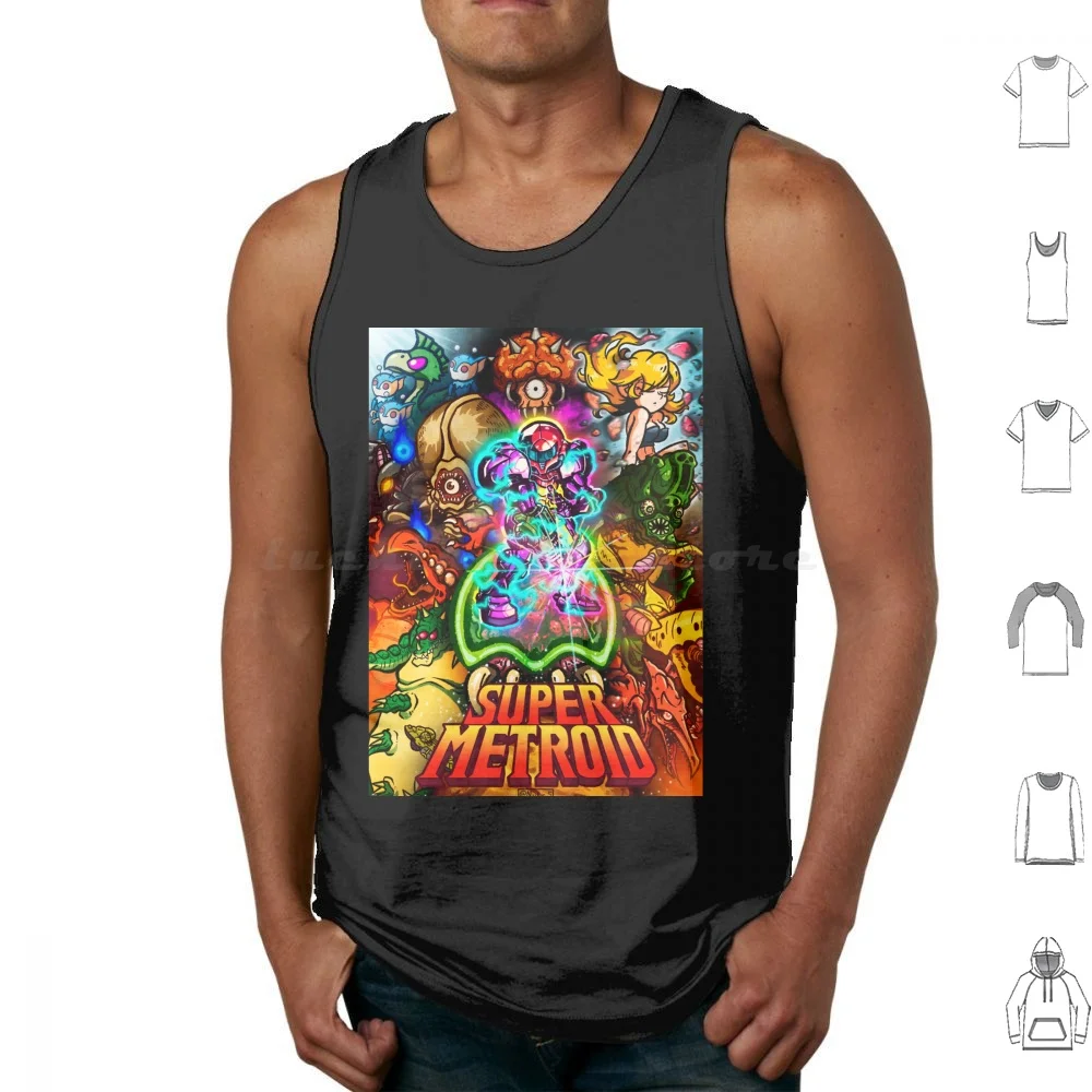 Super Metroid Illustration Tank Tops Vest Sleeveless Metroid Super Metroid Samus Samus Aran Samus Metroid Metroid Samus