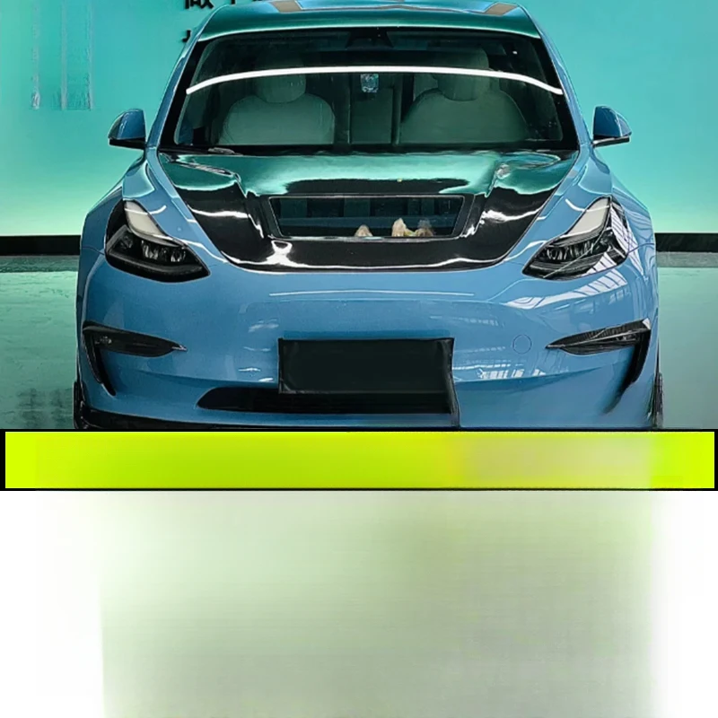 High Quality Perforated Carbon Fiber Front Engine Hood Cover Fit Electric Car 2019-2024 Exterior Tuning Mod Accessories