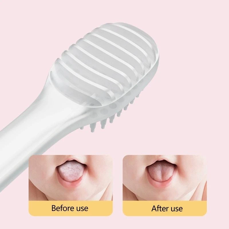 J15U فرشاة أسنان الطفل مزدوجة الوجهين لينة سيليكون نفضي الأسنان طلاء اللسان الأنظف طفل العناية بالفم تنظيف