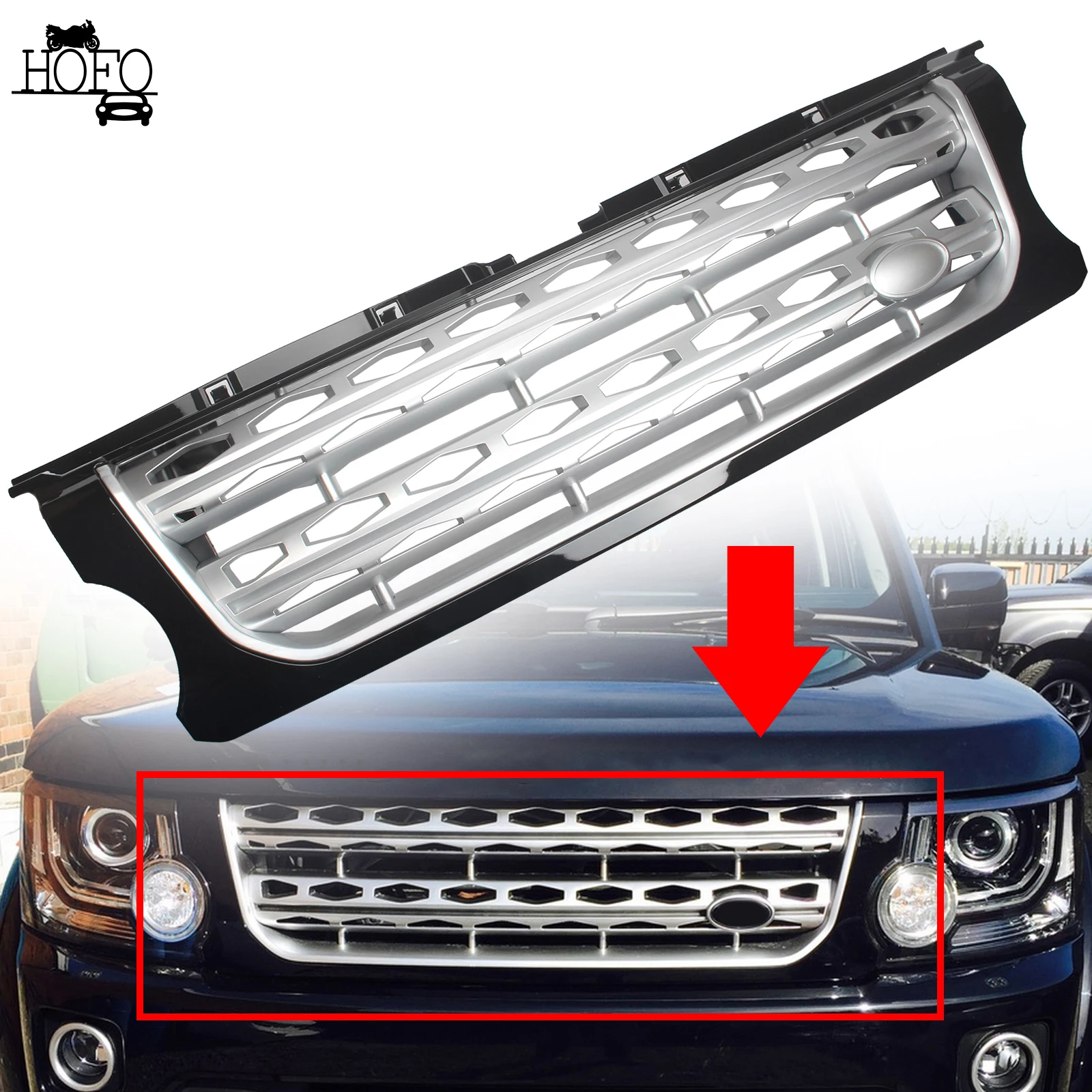 

For Land Rover Discovery 4 LR4 2014 2015 2016 Front Bumper Car Centre Panel Styling Upper Racing Grille Grills Car Accessories