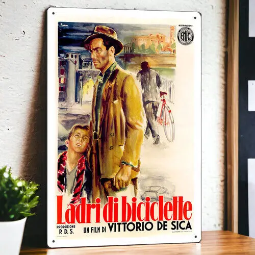 Bicycle Thieves (1948) Metal Movie Poster Tin Sign Plaque Film 8