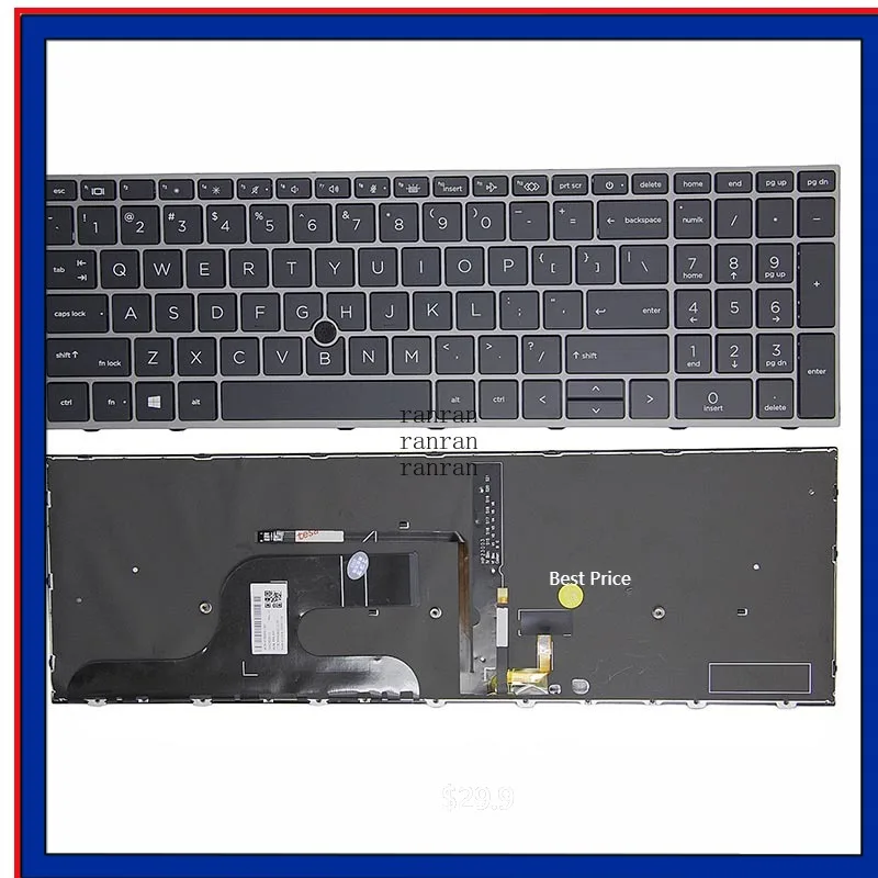 

Клавиатура с подсветкой в США для ZBook Fury 15 G7 G8, серебристый цвет