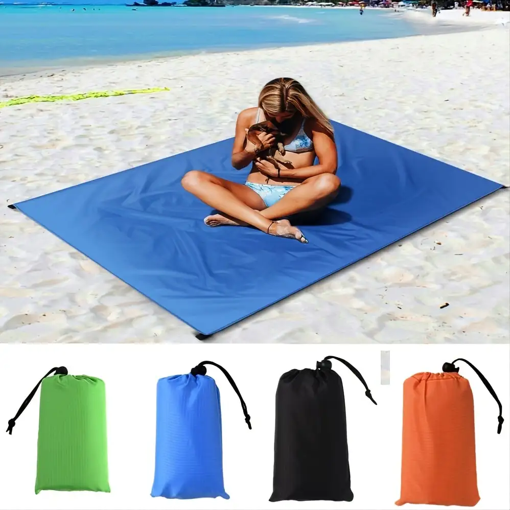 

1.4*2m Waterproof Pocket Beach Blanket Folding Camping Mat Mattress Portable Lightweight Outdoor Picnic Mat Sand Beach Sunbathin