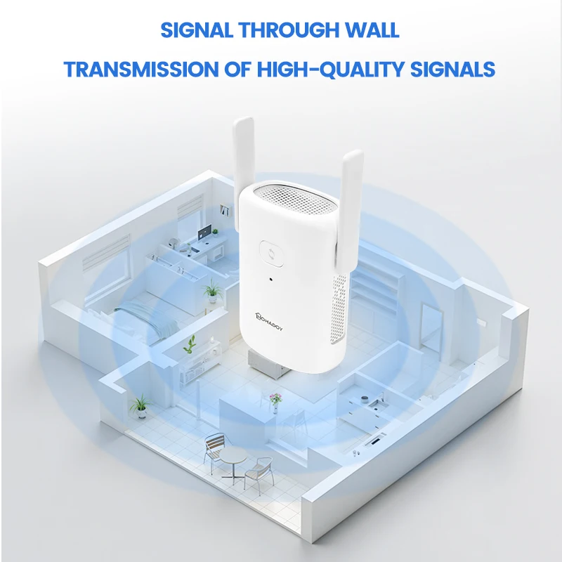 高速WiFi5 AC1200 デュアルバンド中継器 広範囲カバー 1200Mbps 信号拡張器 2.4G 5GHz Wi-Fiルーター 長距離信号ブースター