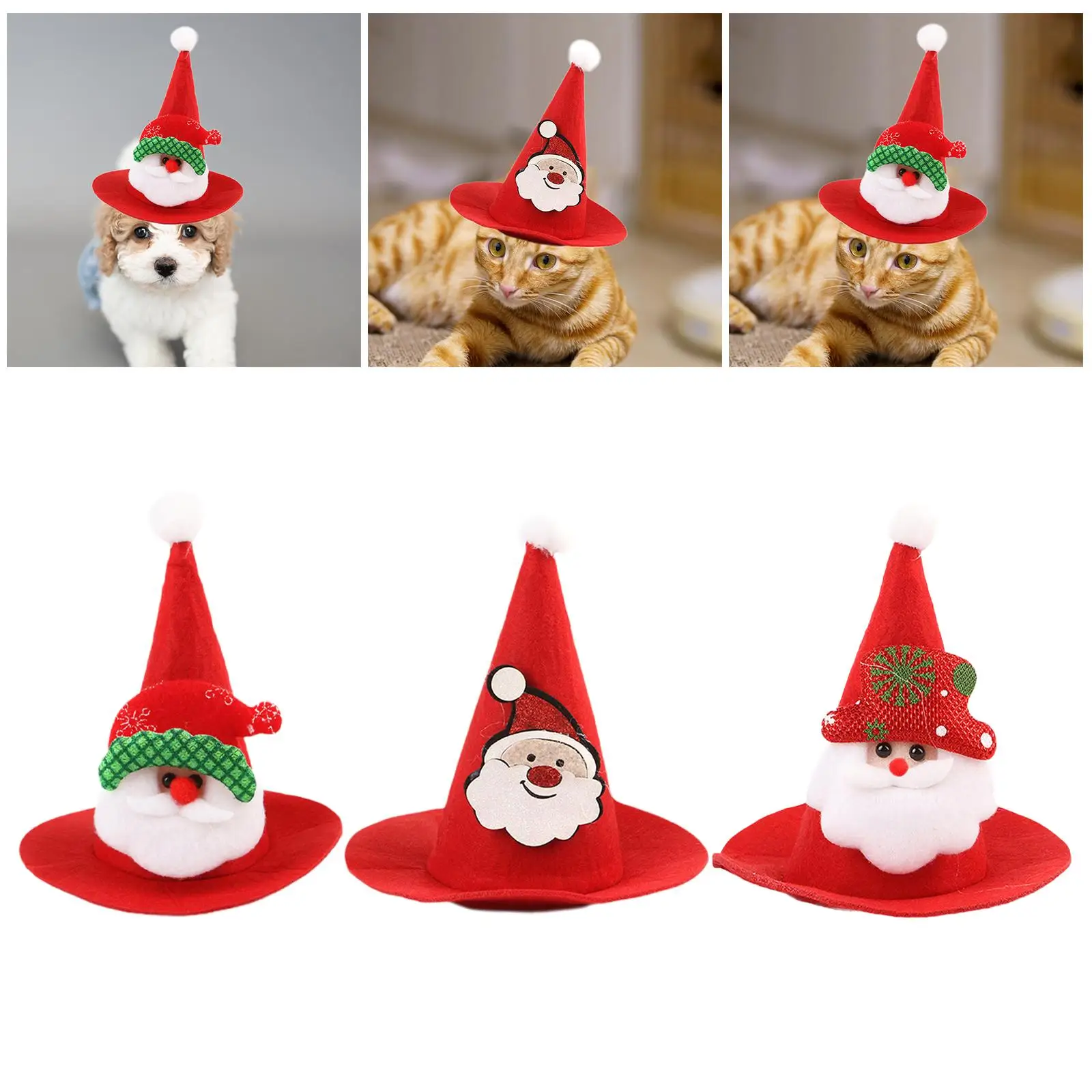 Pet Christmas Hat Headgear Holiday Pet Accessories Photo Props Pet Outfit Lovely Cat Headwear for Festival Xmas Parties