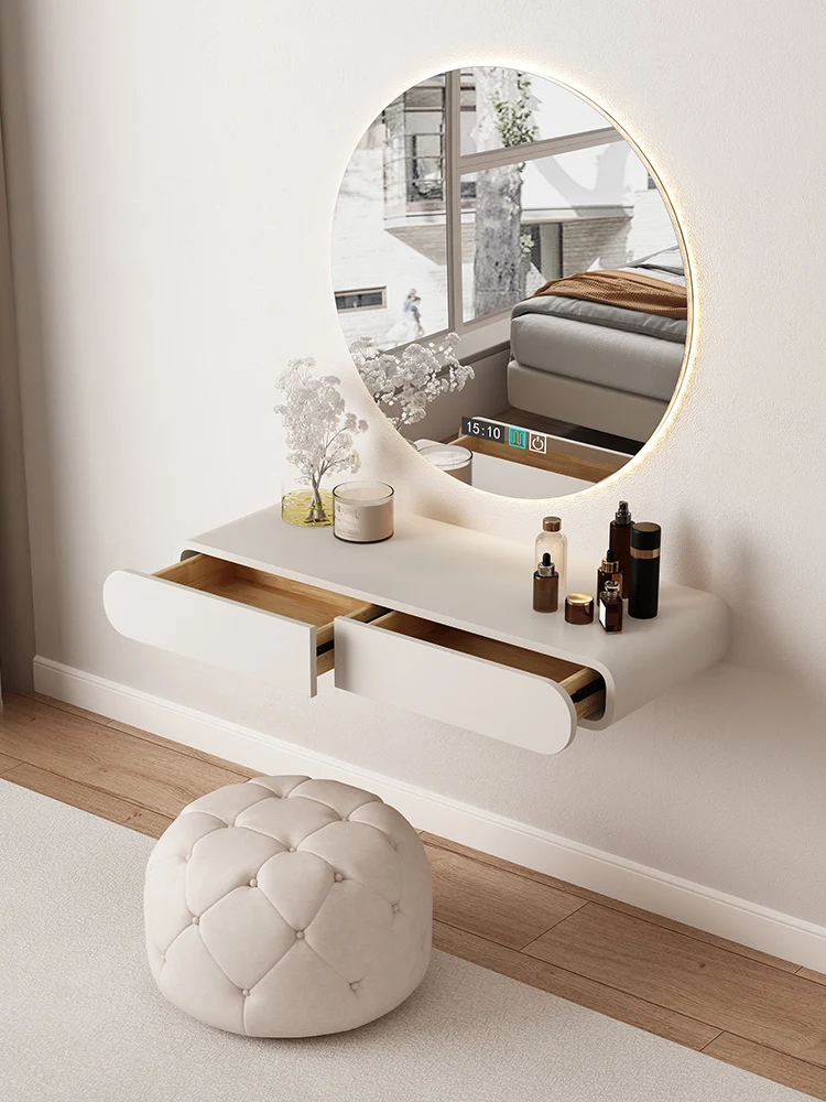 

Round mirror dresser, bedroom table, modern simple suspended wall mounted dressing table