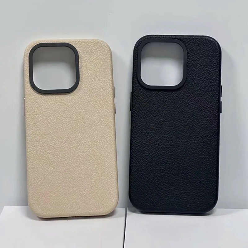 

Black Khaki Leather Magnetic Phone Case Cover for IPhone 12 13 14 15 Pro Max Case