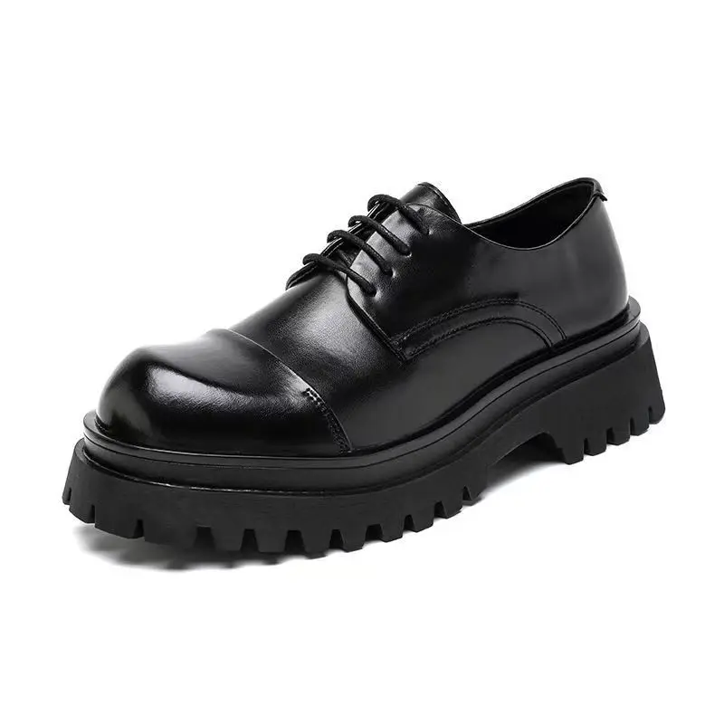 

Autumn New Designer Big Head Platform Shoes for Men Fashion Casual Korean Cow Leather Shoes Male Lace Increase Dress Shoe Man