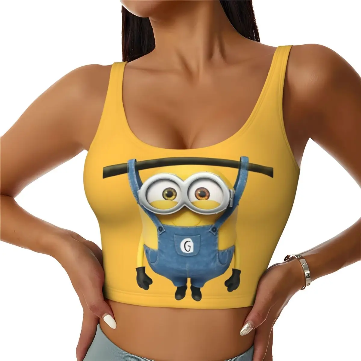 

Custom High Impact M-Minions Anime Cute Sports Bra Women Funny Cartoon Gym Workout Yoga Crop Top