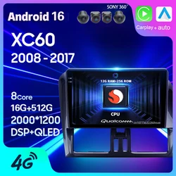 Android 16 Carplay Auto For Volvo XC60 I 1 2008 2009 2010 - 2017 Car Radio GPS Multimedia Head Unit Player 2Din Stereo DSP Video