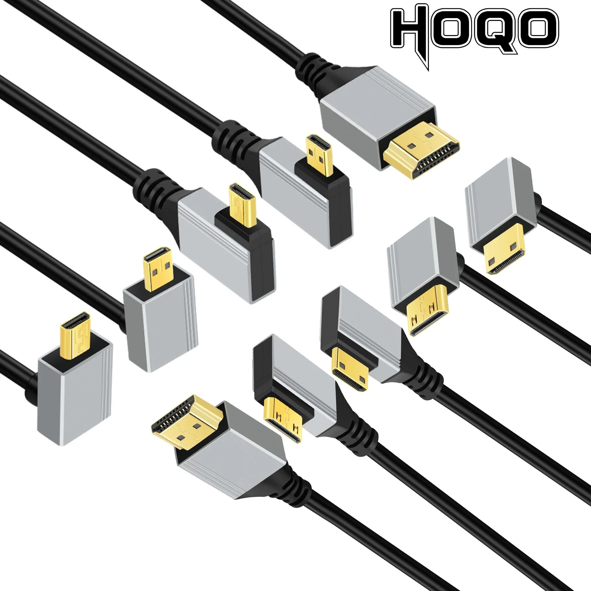 Kabel 8K UHD 0.5m 1m 90 stopni w górę/w dół/w lewo/w prawo Mini-HD Micro-HD do portu HD cienki przewód do kamerka do laptopa kamery tabletu