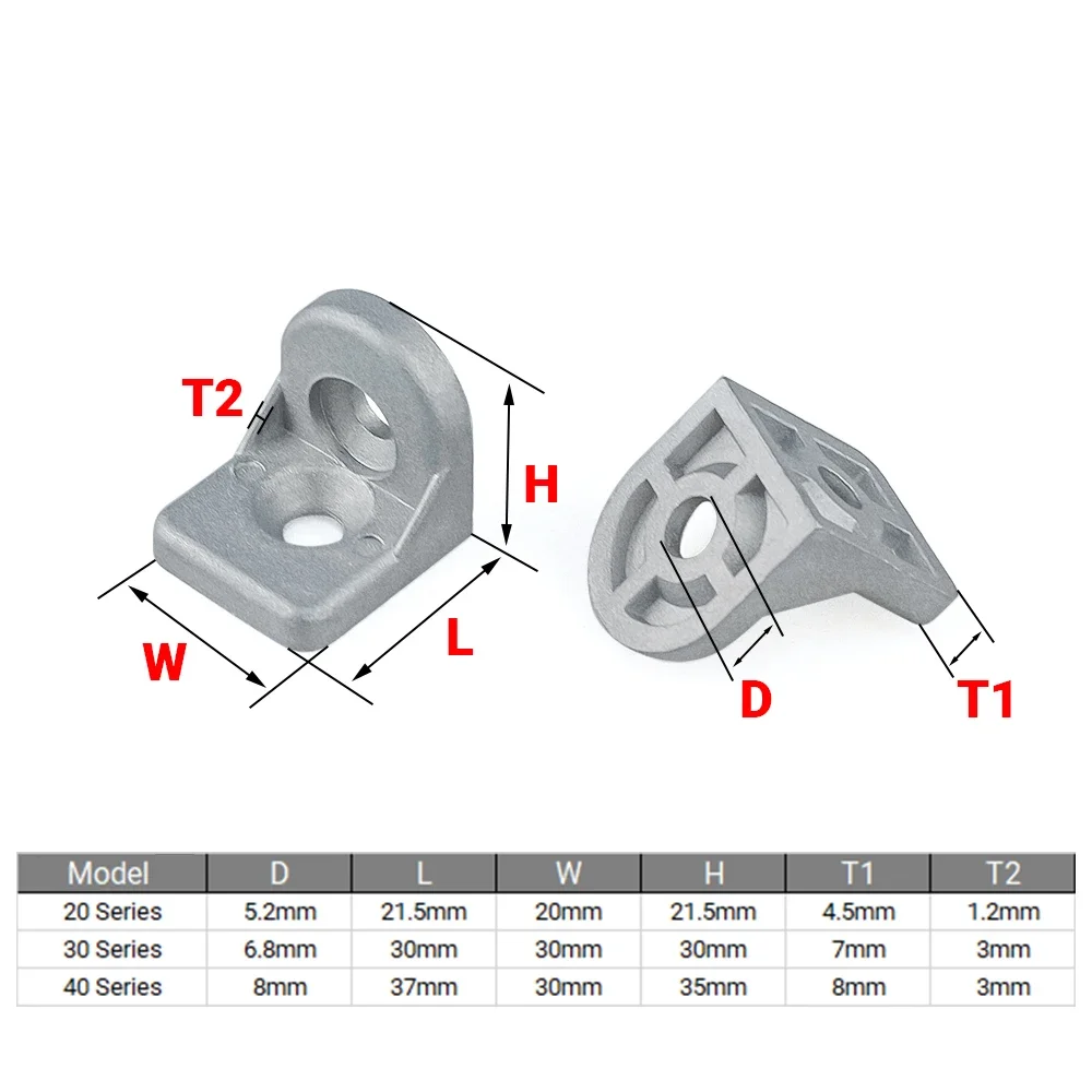 8PCS/lot Steering Angle Corner Bracket L Type Fittings Connector Connection Joint for 20/30/40 Series Aluminum Profiles