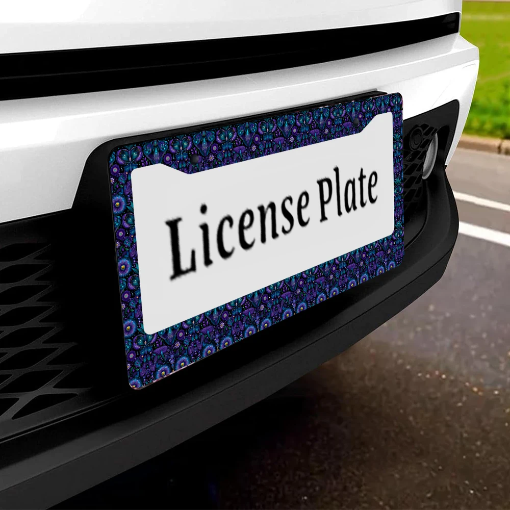 1 قطعة فراشة أرجوانية نمط الأزهار 2 حفرة إطار لوحة الترخيص ، مادة الألومنيوم ، 6x12 بوصة ، مع طقم مسامير ريترو الجدة C