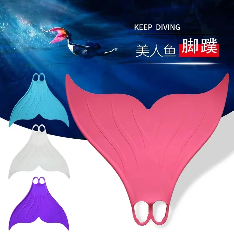 Silicone Mermaid Monofin, Adult Single Web Swimming Fish Tail Fin for Freediving Training & Performance