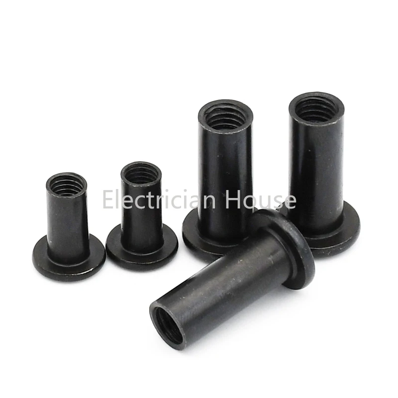 Black 304 Stainless Steel M2 M3 M4 M5 M6 M8 M10 Flat Hex Hexagon Socket Head Furniture Rivet Connector Insert Sleeve Cap Nut