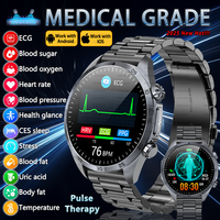 Medical Grade Pulse Therapy Men Smartwatch ECG Glu BP HeartRate Blood Fat Uric Acid Women Physical Examination Health Smartwatch